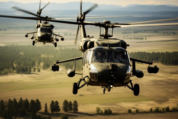 Foto della formazione di elicotteri militari