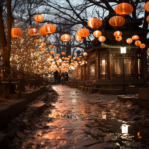 Foto della lanterna del Capodanno cinese Glowing Lantern Grove