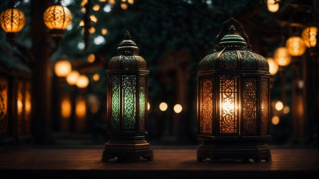 Foto della lanterna per il Ramadan e il saluto dell'Eid