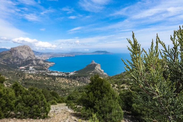 Foto della natura sul sentiero Golitsyn Paesaggi del Mar Nero e delle montagne della Crimea nel verde Crimea