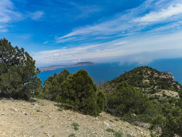 Foto della natura sul sentiero Golitsyn Paesaggi del Mar Nero e delle montagne della Crimea nel verde Crimea