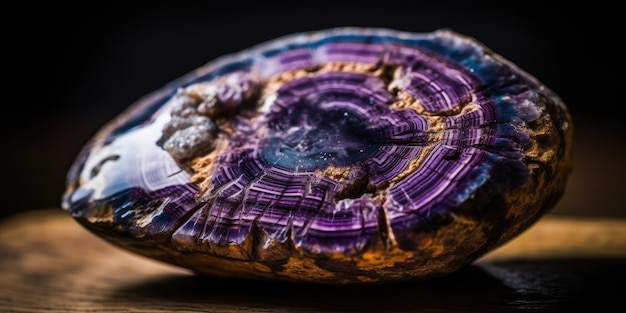 Foto della pietra minerale charoite in primo piano macro generativo ai