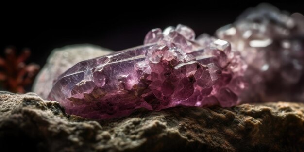 Foto della pietra minerale lepidolite closeup macro generativa ai