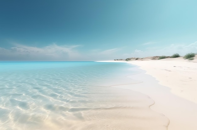 Foto della spiaggia di sabbia bianca e cielo blu chiaro in estate