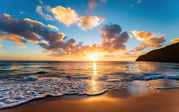 Foto della spiaggia paradisiaca durante il giorno con il tramonto