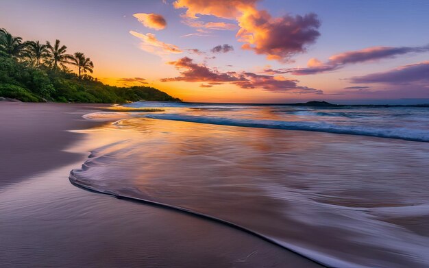 Foto della spiaggia paradisiaca durante il giorno con il tramonto