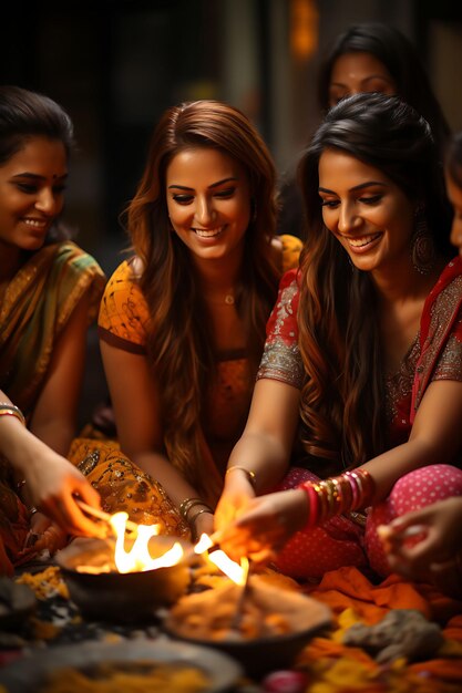 Foto della tradizionale celebrazione di Lohri con un'esplosione di colori brillanti Lohri India Festival Concept