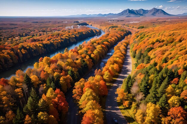 Foto della vista drone della foresta autunnale