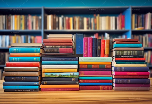 Foto dello sfondo dello scaffale dei libri della biblioteca con libri colorati