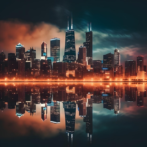 Foto dello skyline di Chicago realizzata con l'IA generativa