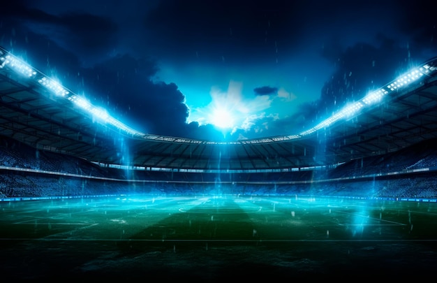 foto dello stadio di calcio ben illuminata