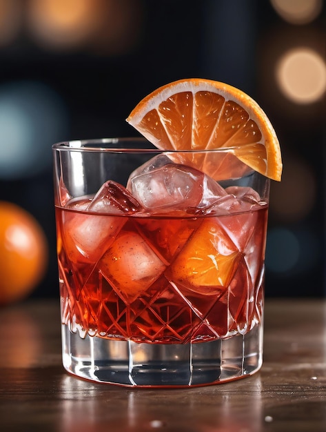 Foto di acquerello chic illustrazione di un cocktail Negroni