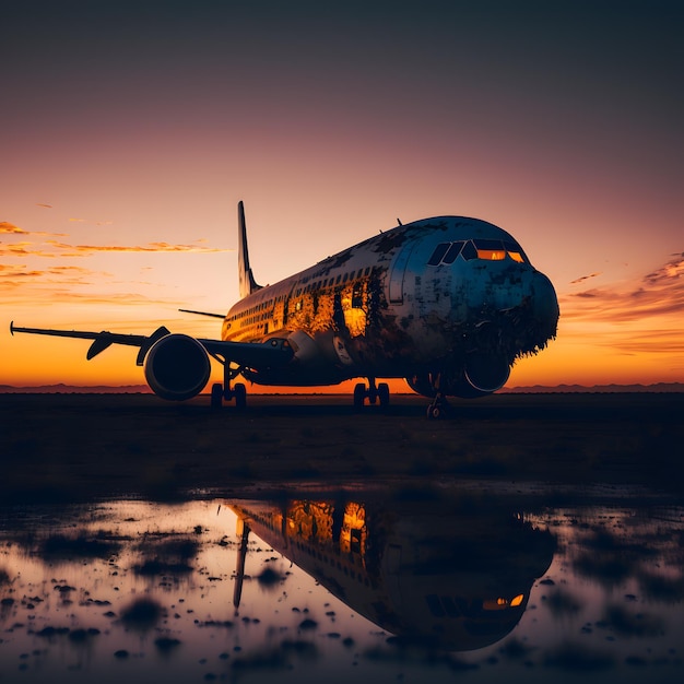 foto di aereo al tramonto bella fotografia