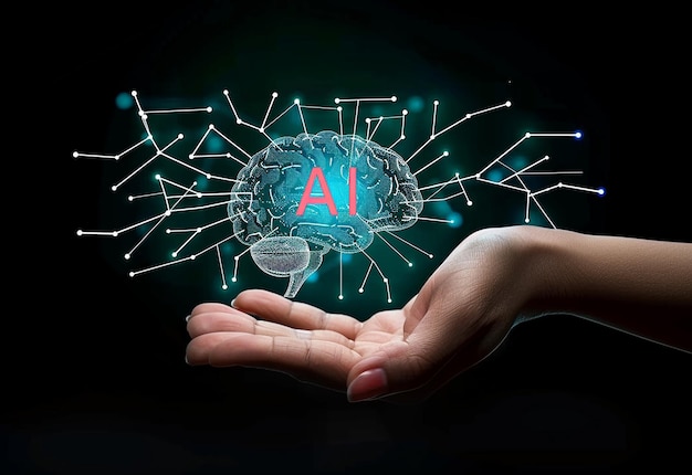 Foto di AI chip intelligenza artificiale digitale tecnologia futura innovazione mano sfondo