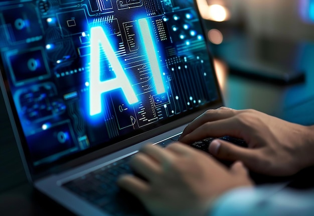 Foto di AI chip intelligenza artificiale digitale tecnologia futura innovazione mano sfondo