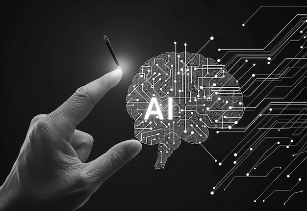 Foto di AI chip intelligenza artificiale digitale tecnologia futura innovazione mano sfondo