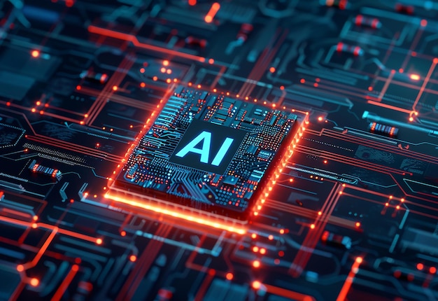 Foto di AI chip intelligenza artificiale digitale tecnologia futura innovazione mano sfondo