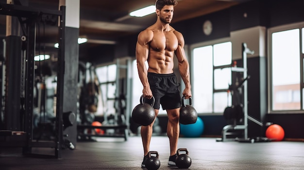 Foto di allenamento fitness uomo donna in palestra