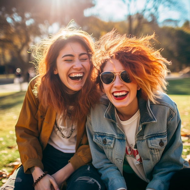 foto di amici felici e sorridenti