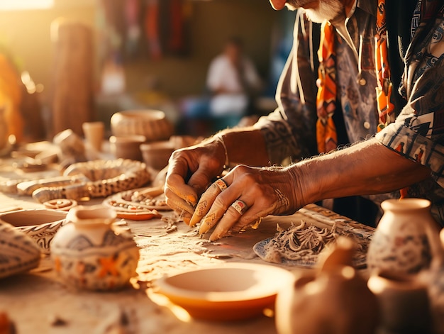 Foto di artigiani locali che dimostrano artigianato tradizionale come il legno C Festive Colombia Vibrant