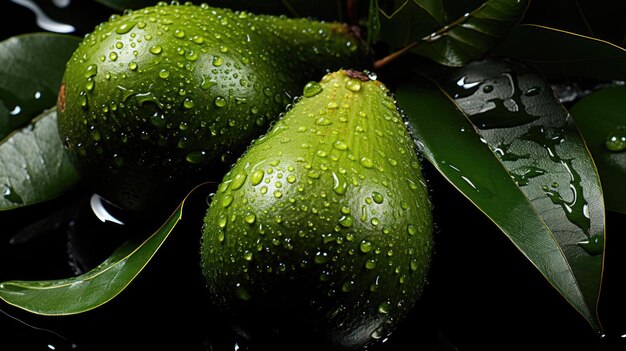 foto di avocado con gocce d'acqua su di esso