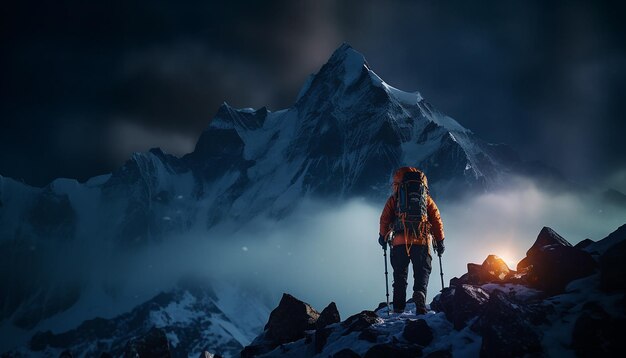 Foto di avventura professionale di alpinismo