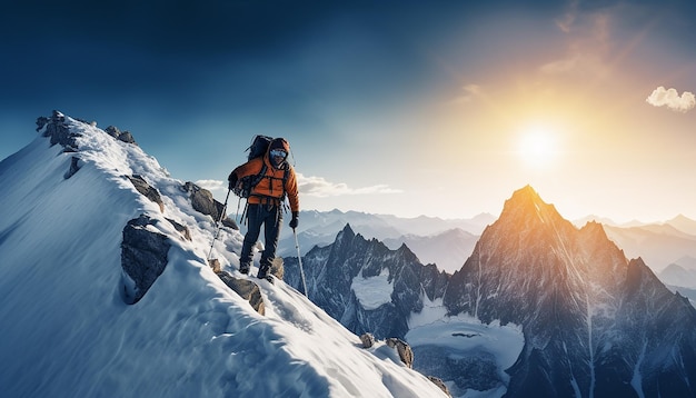 Foto di avventura professionale di alpinismo