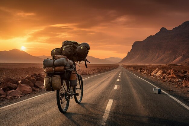 Foto di bici in bici e oltre la strada sterrata