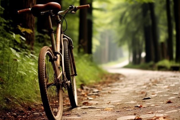 Foto di bici in bici e oltre la strada sterrata