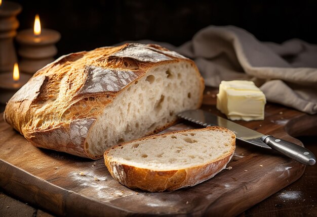 Foto di burro spalmato su una fetta di pane