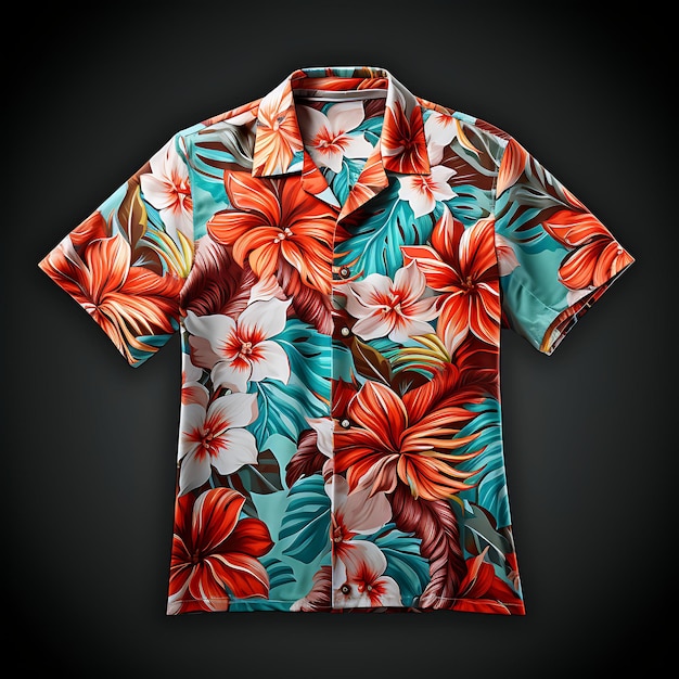 Foto di camicia hawaiana per uomini rilassata adatta con Rayon Fabric Camp Co Front View Clean BG Isolato