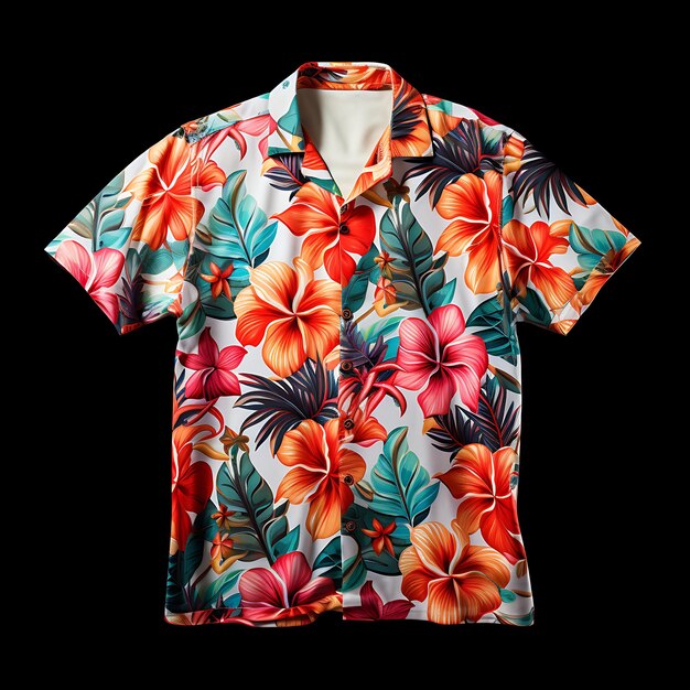 Foto di camicia hawaiana per uomini rilassata adatta con Rayon Fabric Camp Co Front View Clean BG Isolato