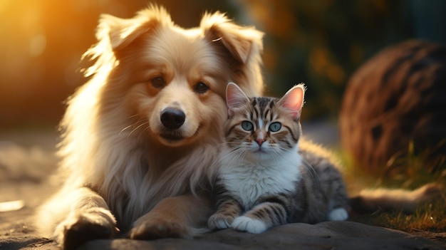 foto di cane e gatto che si amano