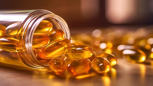 Foto di capsule di olio di pesce come supplemento nutrizionale