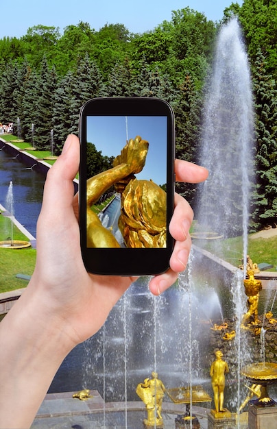 Foto di cattura turistica della fontana di Sansone