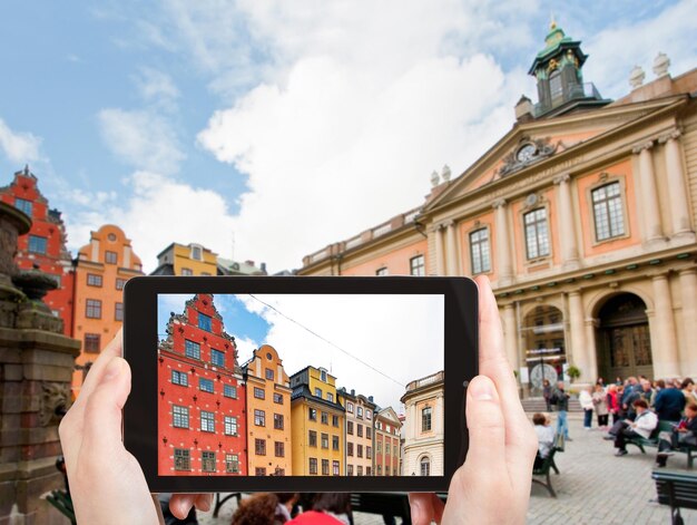 Foto di cattura turistica Piazza Stortorget Stoccolma