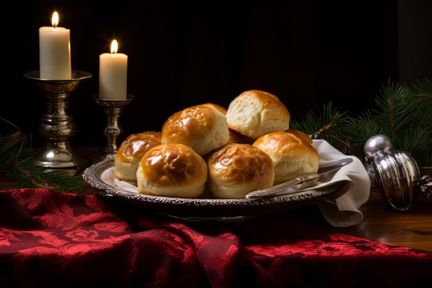 Foto di cibo per cena di Natale Parker House Rolls