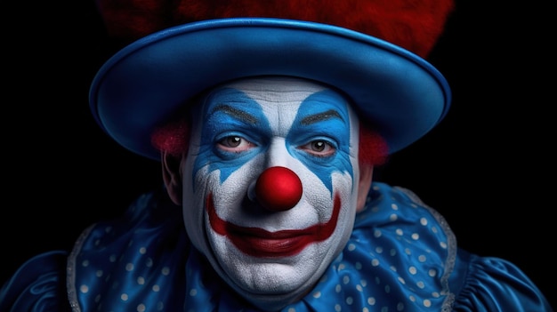 foto di clown blu con naso rosso