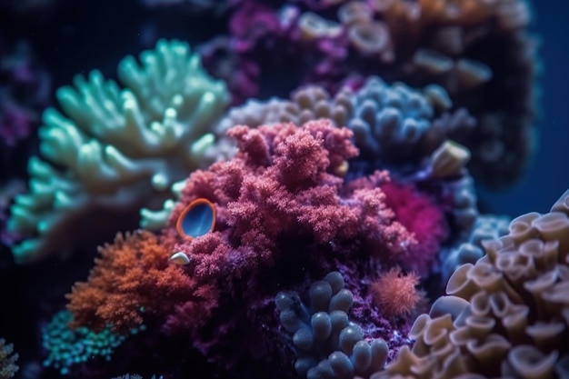 Foto di corallo da vicino con colori laf colorati nel mare della natura