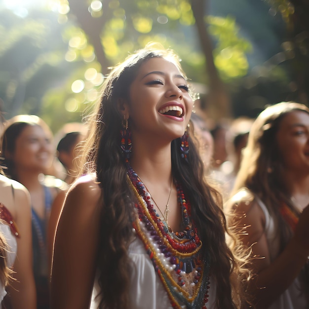 Foto di cori colombiani che cantano canzoni natalizie tradizionali che riempiono la Colombia festosa e vibrante