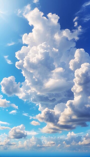 Foto di Cumulonimbus Cloud in un cielo blu brillante in una giornata di sole presa da sotto