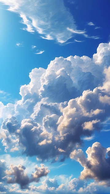 Foto di Cumulonimbus Cloud in un cielo blu brillante in una giornata di sole presa da sotto