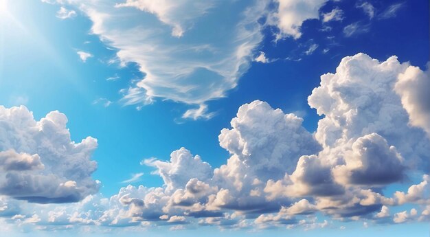 Foto di Cumulonimbus Cloud in un cielo blu brillante in una giornata di sole presa da sotto