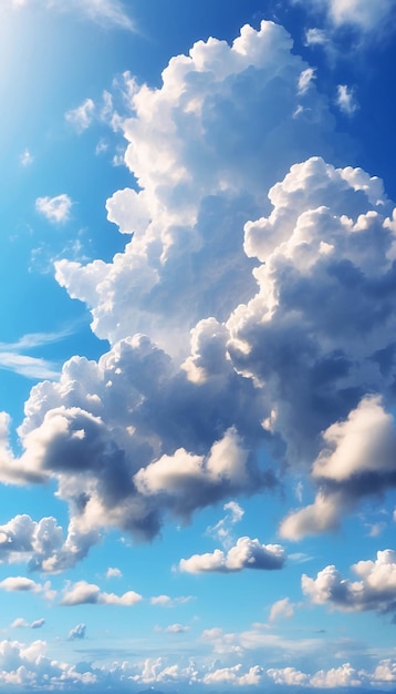 Foto di Cumulonimbus Cloud in un cielo blu brillante in una giornata di sole presa da sotto