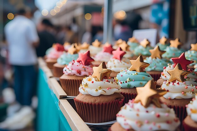 Foto di cupcake di compleanno con decorazioni a tema