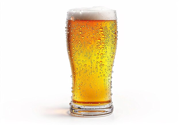 Foto di deliziosa tazza di vetro di assortimento di alcol di birra su sfondo bianco