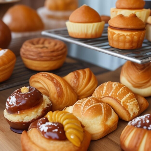 Foto di deliziosi dolci con crema e cioccolato