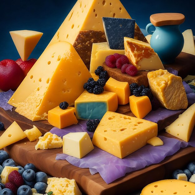 Foto di deliziosi pezzi di formaggio ai image