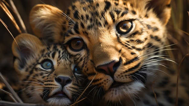 foto di due leopardi africani che sciolgono il cuore con l'accento sull'espressione dell'amore