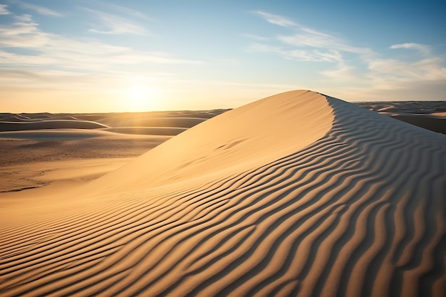 Foto di dune di sabbia nel tranquillo paesaggio mattutino